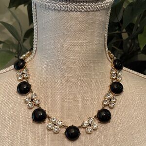 Ann Taylor Black and Gold Necklace with Crystal Details